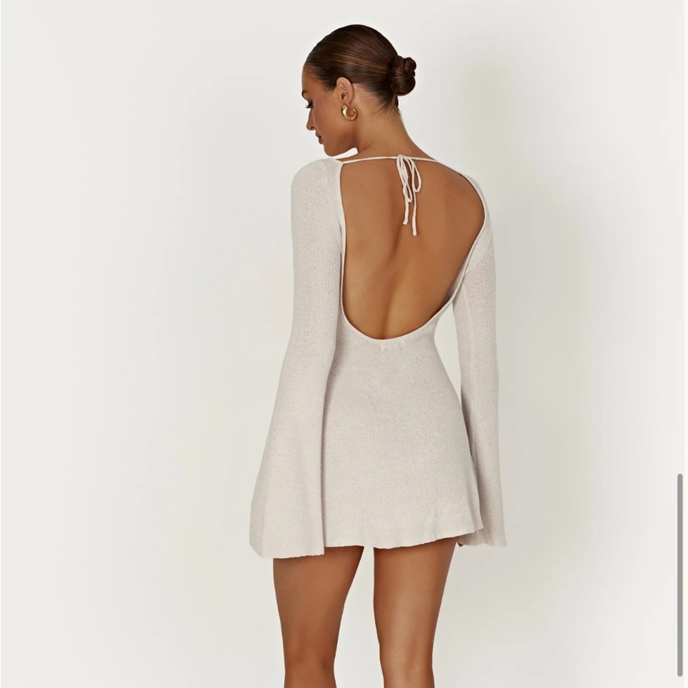 Meshki Zahra Long Sleeve Open Back Mini Knit Dress